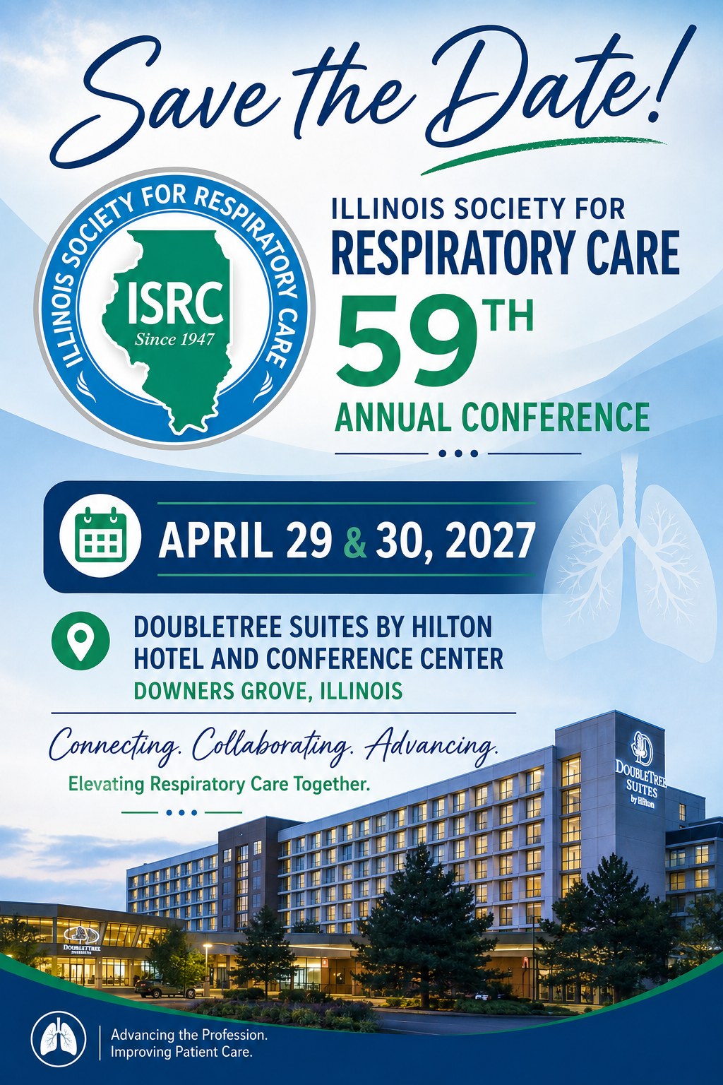 Save the Date: ISRC 59th Annual Conference, April 29 and 30, 2027, DoubleTree Suites by Hilton Hotel and Conference Center, Downers Grove, Illinois